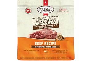 PRIMAL PET FOODS Primal Freeze Dried Dog Food, Pronto Mini Nuggets, Beef; Scoop & Serve, Complete & Balanced Meal; Also Use as Topper or Treat; Premium, Healthy, Grain Free High Protein Raw Dog Food (25 oz)