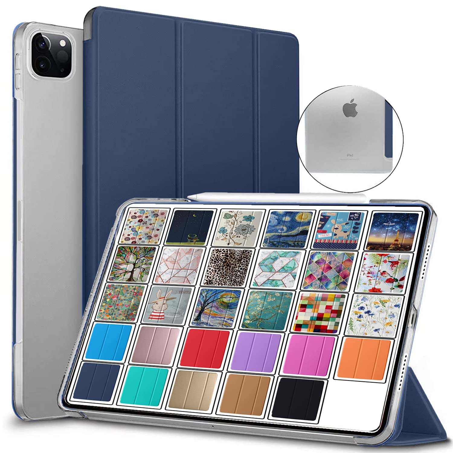 DuraSafe Cases for iPad Pro 12.9 6th 5th 4th Gen PC Case A2436 MHNF3B/A MHNG3B/A MNXR3B/A MNXT3B/A A2378 MHNF3B/A MHNG3B/A A2229 MY2H2B/A A2461 MHNH3B/A MHNJ3B/A MHNK3B/A - Navy Blue