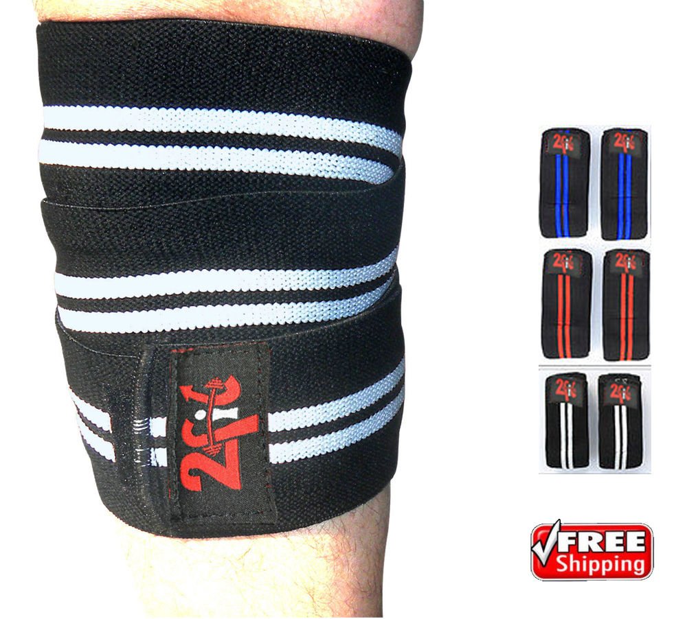 2Fit Knee Wraps Weight lifting Elasticated Leg Bandage Compression