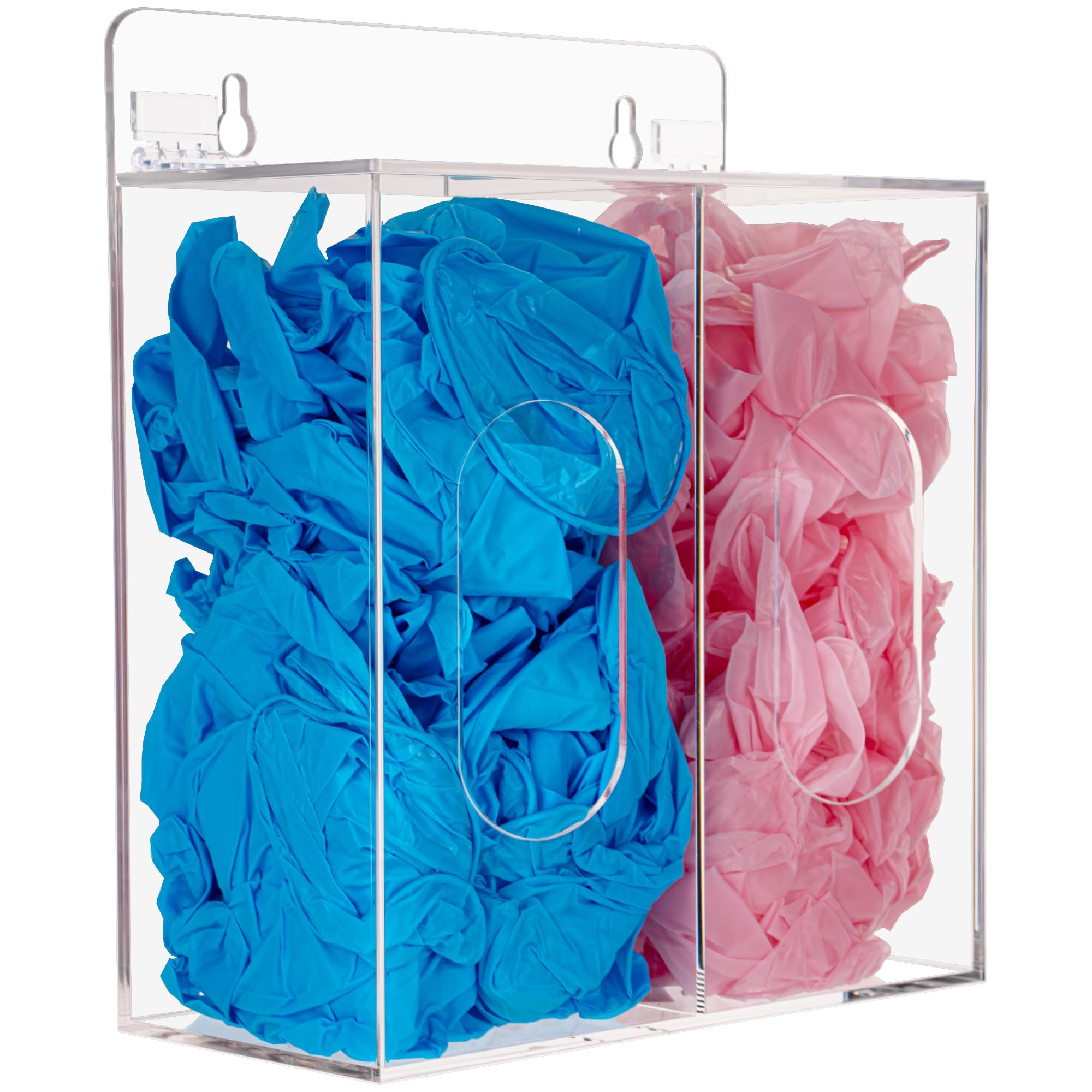 Heyrelda Acrylic Face Mask and Glove Dispenser Storage Box Holder with Lid,Disposable Hairnet & Shoe Cover Dispenser, Bouffant Cap Dispenser, Can Hang on The Wall and Stand on The Table, Clear