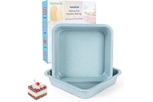 Spmarkt 2-Pack 8 inch Square Baking Pan, Non-Stick Square Cake Pan for Cakes Lasagna Brownies, 8x8 Baking Pan, Even Heating, 