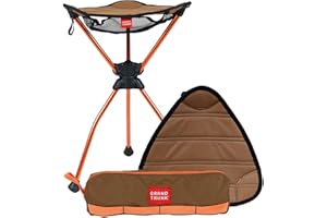GRAND TRUNK Compass 360 XT Extra Tall Swivel Stool - Compact 260lb Capacity Portable Outdoor Seat for Camping & Travel (Brown)