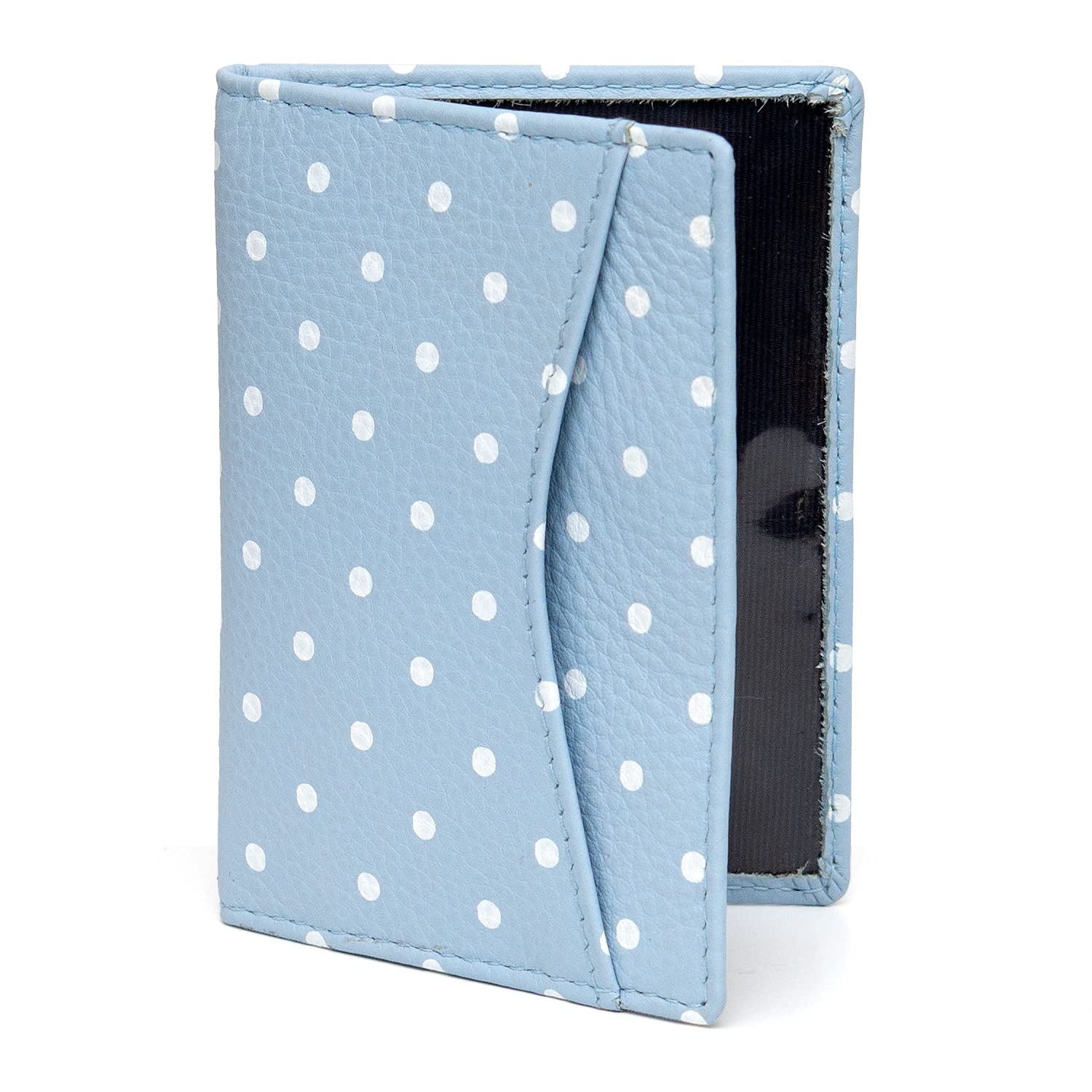 Polka Dot Leather Oyster Card Holder/Travel Pass Holder by 1642 (Blue)