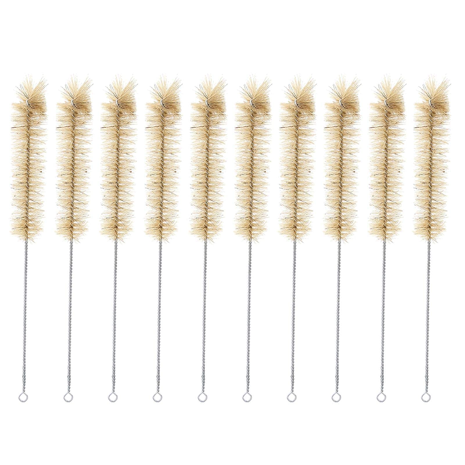 10Pcs Test Tube Brush Tube Bottle Wash Cleaning Brush Tan Bristles Radial Tip for Set Chemistry Test(S)