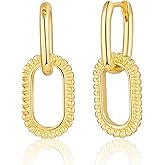 dnswez Paperclip Huggie Hoop Earrings, Small Gold Statement Hoop Earrings for Women Chain Link Earrings Drop Dangle Earrings