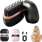 Mini Straightener,Rechargeable Portable Hair Straightener Brush,Fast Heating Hot Comb,Anti Scald Shell,3-Speed Temperature Control,Lightweight Mini Hair Straightener Brush for Home Travel Gift (Black)