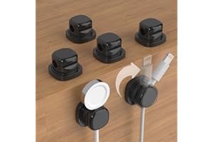 DSPET Spring Cable Clips Holder, 6Pack [1s Lock] Cord Organizer Cable Management, Easily Pull Cables in & Out Desk Cable Orga