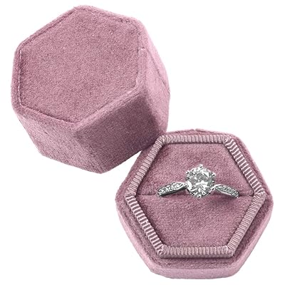 hexagon velvet ring box
