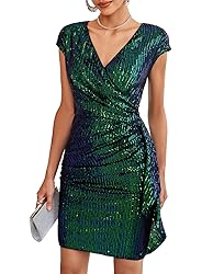 GRACE KARIN Women's Sexy Sequin Dress Short Sleeve