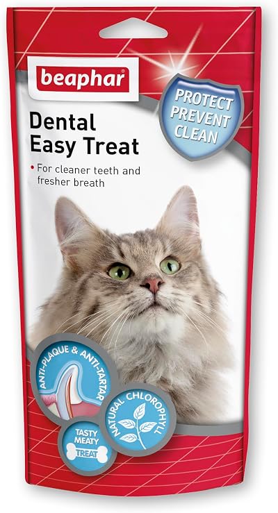 Beaphar Dental Easy Treats for Cats 35g - Crunchy Chlorophyll Filled Delicacy