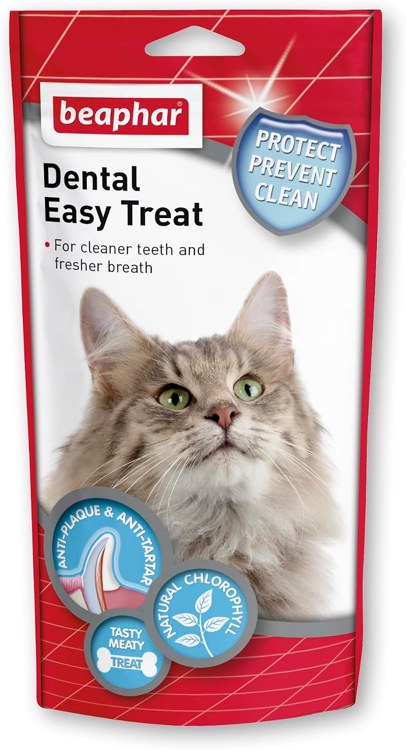 Beaphar Dental Easy Treats for Cats 35g - Crunchy Chlorophyll Filled Delicacy