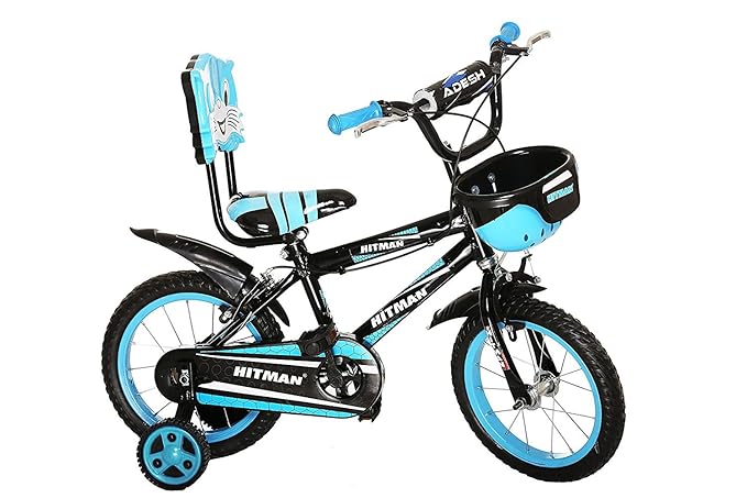 NY Bikes 14T Hitman Steel Kids Bicycle For 2 To 4 Years Kids (Black & Blue)