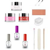SNS Nail Dip Powder &amp; Base Coat Nail Polish, Dip Powder Starter Kit (Hot Pink &amp; Red) - Includes Foundation Powder, Dip Activator &amp; Top Coat, Replacement Brush, Wood Pusher, Nail File &amp; French Dip Mold
