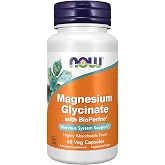 Now Supplements, Magnesium Glycinate with BioPerine, 60 Veg Capsules