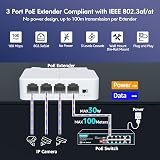 YuanLey 4 Port PoE Extender 3 Out 802.3af/at 100Mbps 100m Wall Din Rail view 2