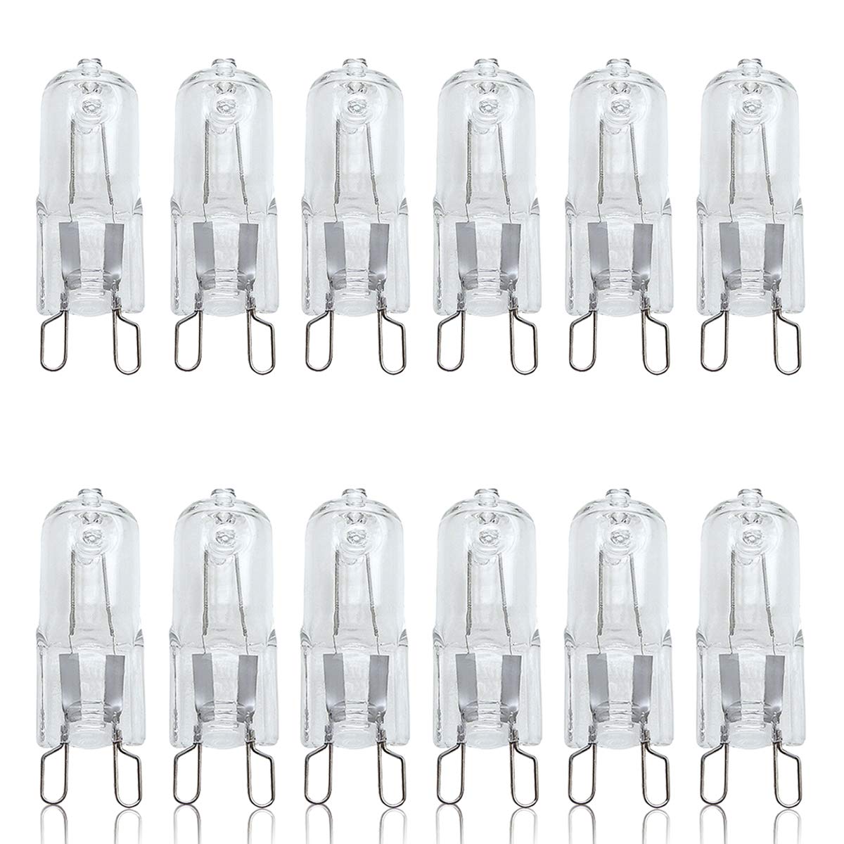 12 Pack Dimmable G9 25W Halogen Small Bulbs 240V, Capsules Halogen Light Bulbs 25 watt, Safety Fused Preventing Lamps Bulb Exploding, Warm White Light 2700K, Up to 2500 Hours Life