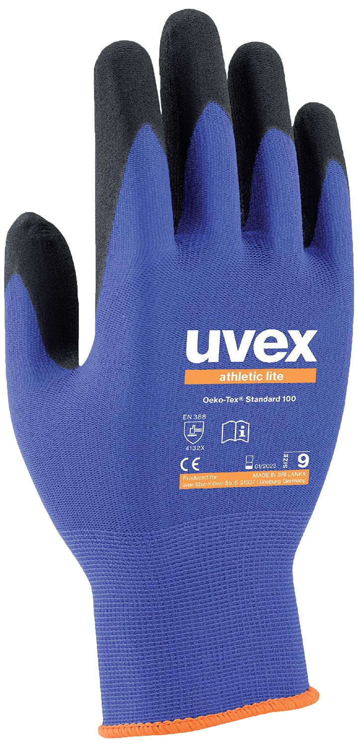Uvex Athletic Lite 60027 Work Gloves According to EN 388 Mechanic Gloves for Car Workshop and Construction - Sizes 6-11