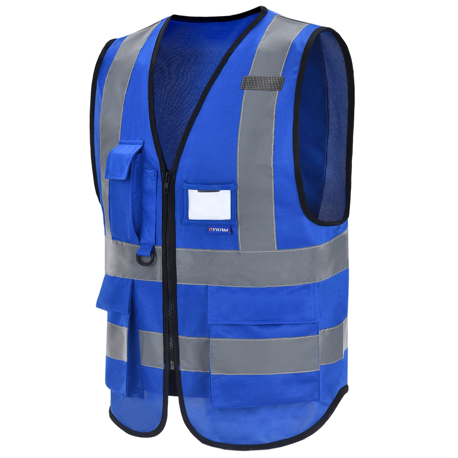High vis vest blue high viz Class 2 hi vis Zipper Front High Visibility vest Hi Vis Executive jacket Vest Waistcoat with Phone & ID Pockets