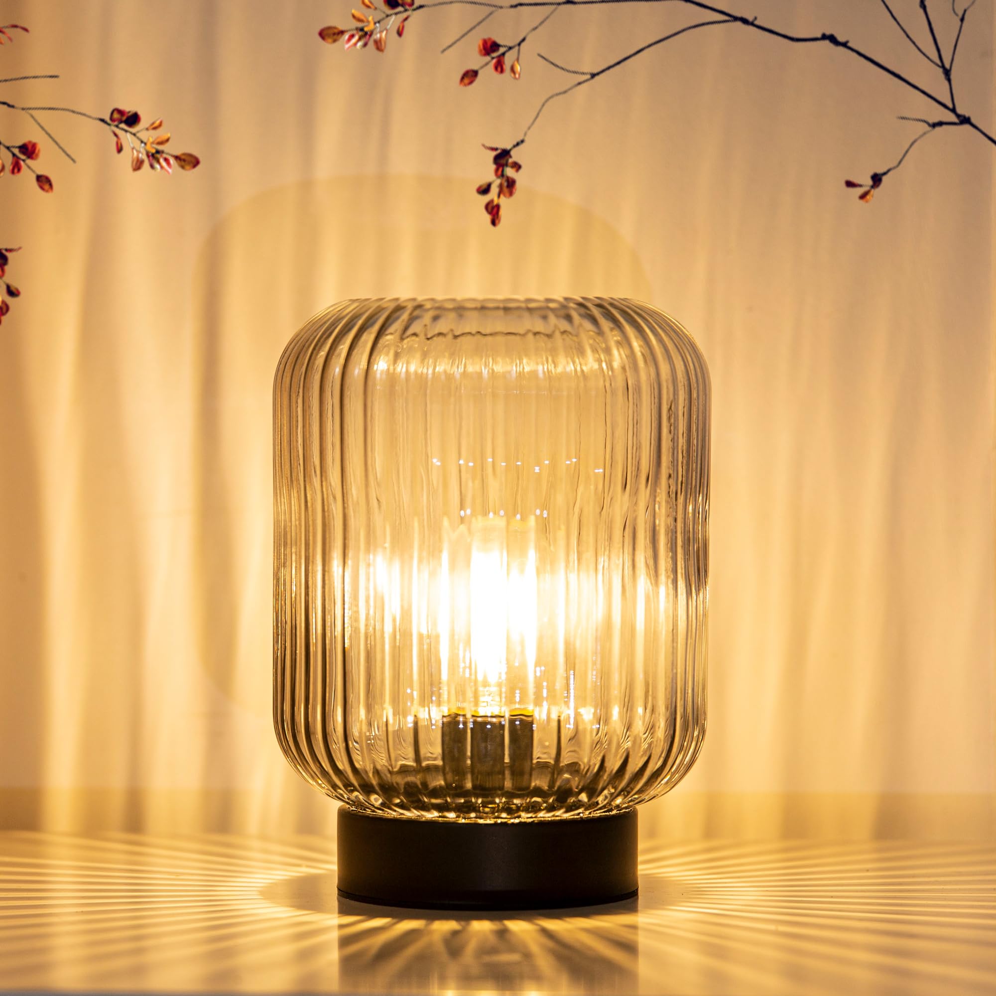 Photo 1 of Battery Operated Lamp, Cordless Table Lamps Battery Powered Bedside Small Lamp with LED Bulb, Decorative Glass Lamp for Bedroom Living Room Home Decor-Light Grey