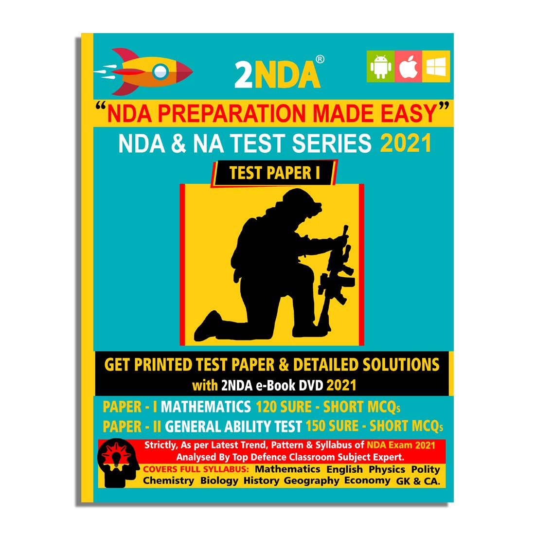 2nda® – NDA 2021 Sure-Shot Test Paper 1 + 3 Concept Building Maths Papers + Classroom E-Study Materials + 2nda® Mock Test Form 2021-22
