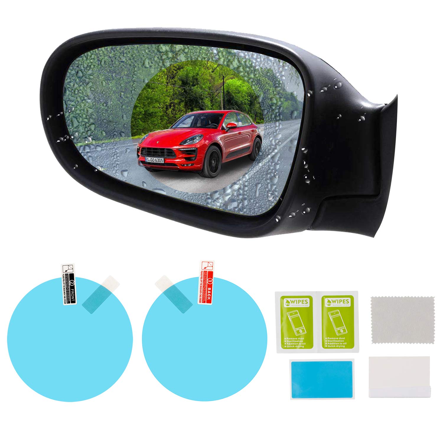 cartaoo Car Rearview Mirror Anti-Fog Waterproof Film Nano Coating Rainproof Rearview Mirror Window Protective Film Pack of 2