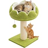 Kilodor Flower Cat Scratching Post for Indoor Cats Scratcher with Bed | Comfortable &amp; Removable Perch, Cute Cat Tree with Dangling Ball, Sisal Scratching Post, Simple Assembly &amp; Stability