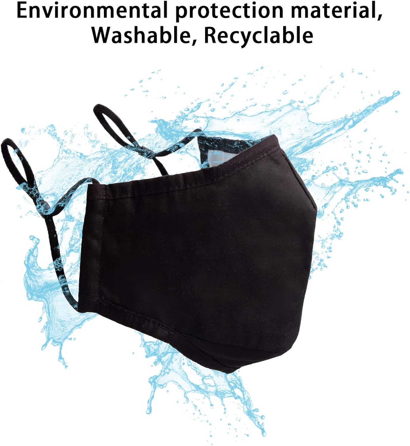 (5 Pack) Reusable Cloth Face Mask,Black Unisex Washable Breathable Cotton Masks Adjustable Cloth for Men and Women: Clothing