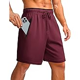 PINSPARK Men's Athletic Running Shorts 7" Mesh Quick Dry Workout Shorts with Zipper Pockets Lightweight Gym Shorts