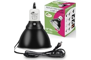 BOEESPAT Reptile Lamp Bulb Fixture 5.5 Inch Deep Dome with Switch - Ideal for 60W/75W/100W/150W Heat Lamp Bulbs, Compatible with All E26 UVA/UVB/Basking Heat Bulbs, Supports Up to 150 Watts