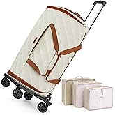 Rolling Garment Bags for Travel - Carry on Convertible Garment Duffle Bags with Wheels for Men Women, 4 in 1 Large Travel Duffel Bags with Shoes Compartment Hanging Suit Dress Weekender Bag 4pcs Set