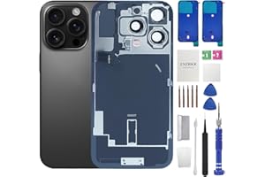 ZNZHKR 16 Pro Back Glass Replacement with Wireless Charging Flex Cable and Camera Frame All Parts for iPhone 16 Pro(6.3 Inch Black Titanium) Replacement of Equipment Waterproof Tape