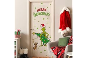MOONLD 39.4×26.4 Inch Christmas Door Sticker Decorations Merry Christmas Door Clings Removable Seasonal Glass Stickers for Window Refrigerator