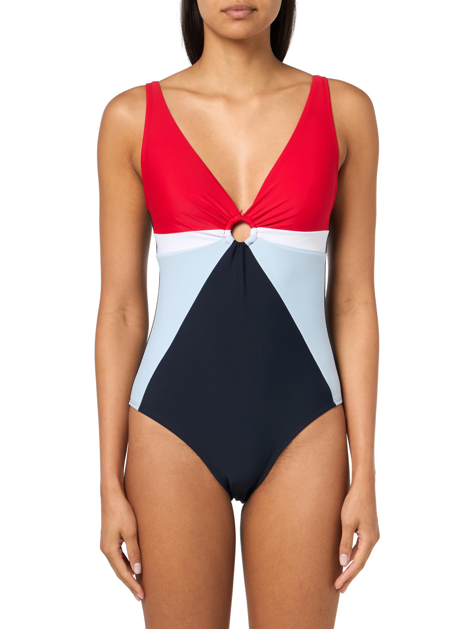 Tommy Hilfiger Women’s Swim One Piece,Colorblock,Large