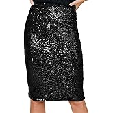 Anna-Kaci Women's High Waist Sparkly Sequins Midi Skirt Pencil Cocktail Party Skirt
