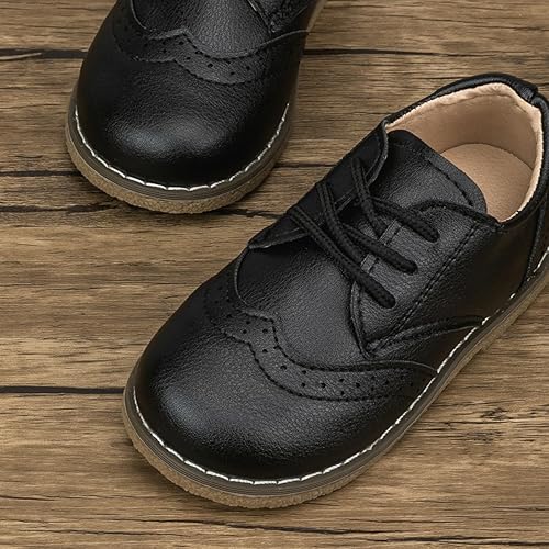 Meckior Toddler Boys Girls Black Dress Shoes Little Kid Oxford