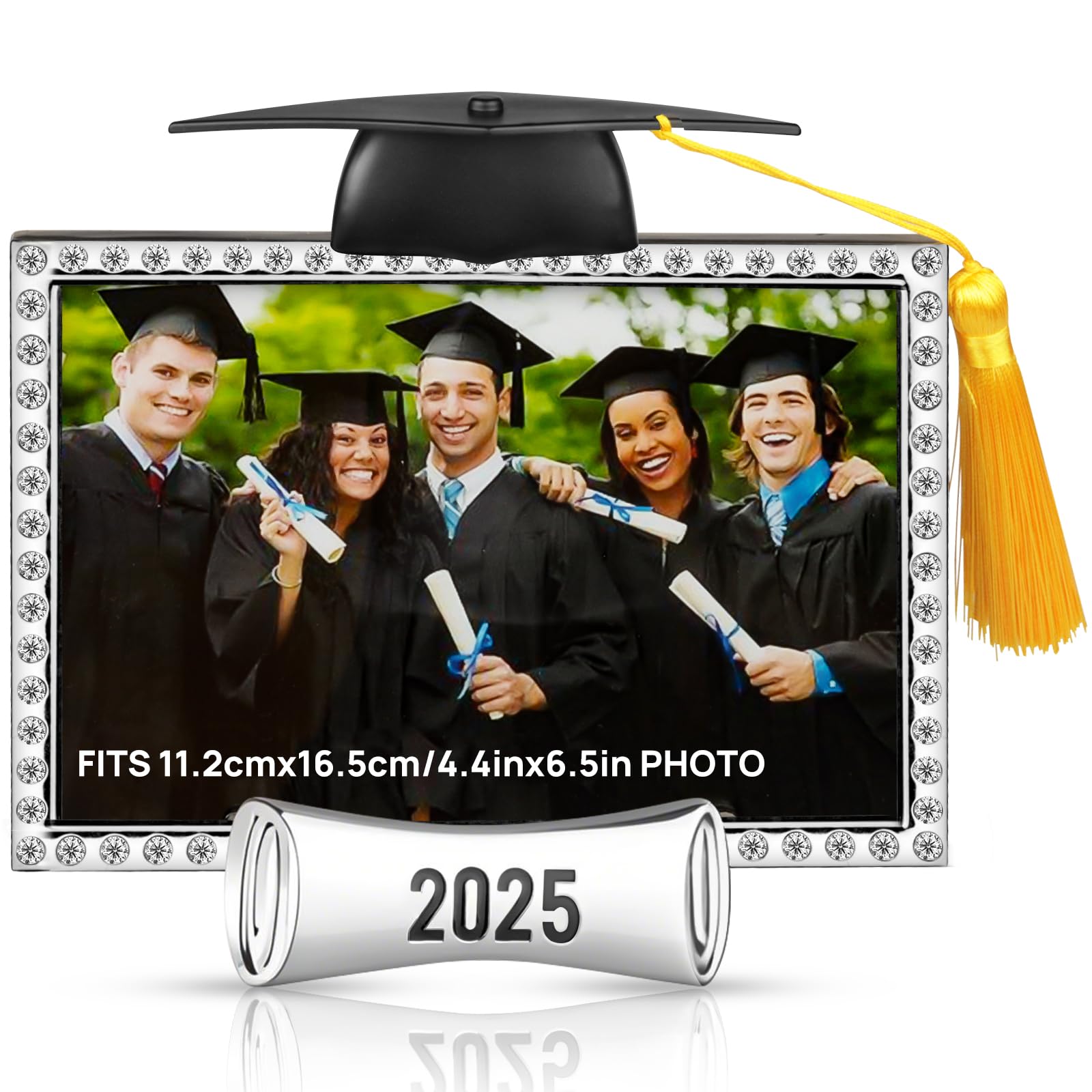 Photo 1 of Graduation Picture Frame - 2025 Graduation Photo Frames with Bachelor Cap and Tassel, Graduation Gifts for Her Him College Keepsake Tabletop Display (Fit 4.4x6.5 Photos)