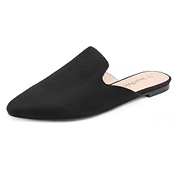 DREAM PAIRS Women's Flat Mules Pointed Toe Backless