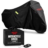 Badass Moto Waterproof Motorcycle Cover for Large Cruisers, Black L 97" | Motorcycle cover waterproof outdoor storage; fits Harley Street Glide, Road Glide, Vulcan, Shadow &amp; full-size cruiser bikes