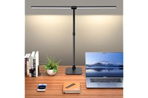 Kaulsoue Desk Lamp Architect Task Dual Head Modern Flexible Gooseneck Tall Dimmable Light for Home Office, 5 Color Modes,Remote Control, 1500lm 24W Extra Bright Lighting