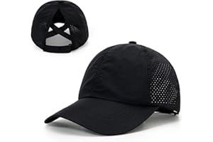 TSYULOG Girls Criss Cross Ponytail Baseball Cap Adjustable Ponycap Quick Dry Toddler Trucker Hat Girls Hats for Kids Ages 4-8