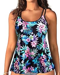Womens Flowy Tankini Tops Only - Modest Bathing