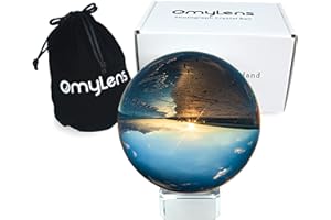 Omylens Lens Ball (80mm), K9 Crystal Ball with Stand and Silk Bag, for Photography Accessories and Props, Heal Magic Ball and Decorative(8cm/3.15″ Set Clear Crystal Ball)