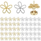 Liliaafar 50 Pcs Gold Silver Daisy Flower Pins for Women Gifts Metal Hollow Brooches Small Dainty Lapel Pins DIY Accessories for Clothes Dress Hat Scarf Bag Pocket Cardigan Hijab Decor