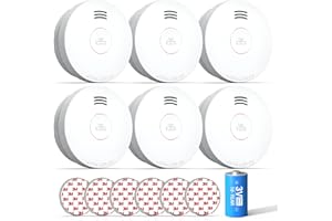 SITERWELL Smoke Detector, Smoke Detector 10 Year Battery with Photoelectric Sensor, Fire Alarm with Low Battery and Fault Warning for House and Bedroom, UL217-9th Listed, GS525A, 6 Packs