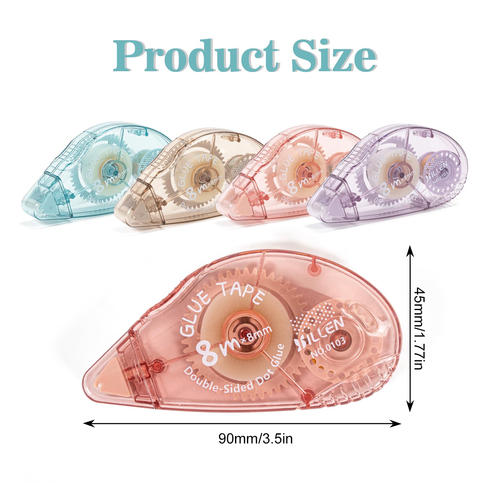 4 Pack Double Sided Tape Roller, Scrapbook Supplies, Glue Tape Roller for Crafts, Double-Sided Adhesive Tape Runner for scrapbooking, School Office Journaling Supplies (0.31 inch X 26.25 feet)