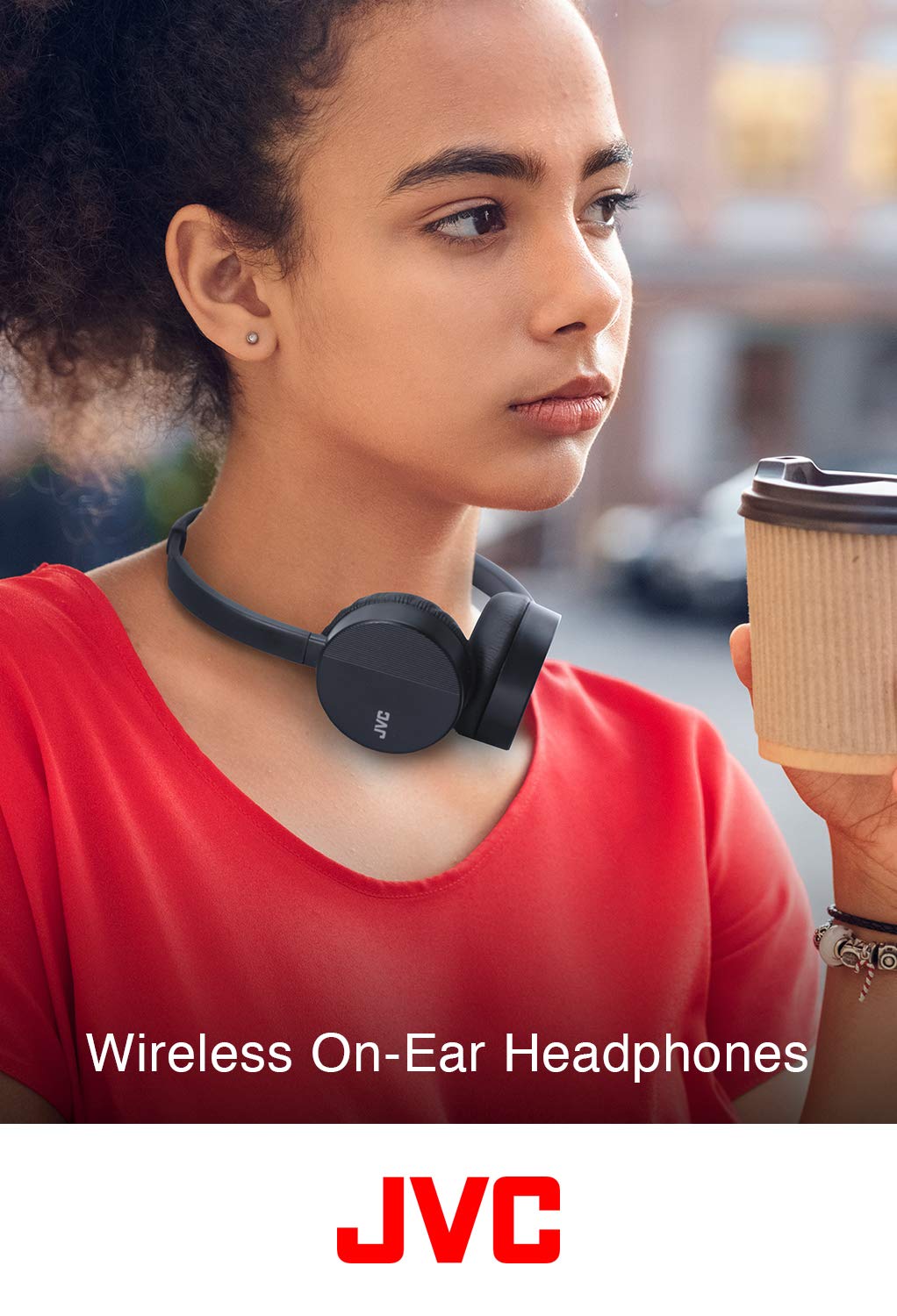 JVC HA-S23W Wireless Headphones - On Ear Bluetooth Headphones, Foldable Flat Design, 17-Hour Long Battery Life (Blue)