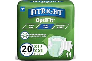 FitRight Stretch Ultra Adult Briefs, Incontinence Diapers with Tabs, Heavy Absorbency, Large/XL/2XL, 51 to 70", 20 Count