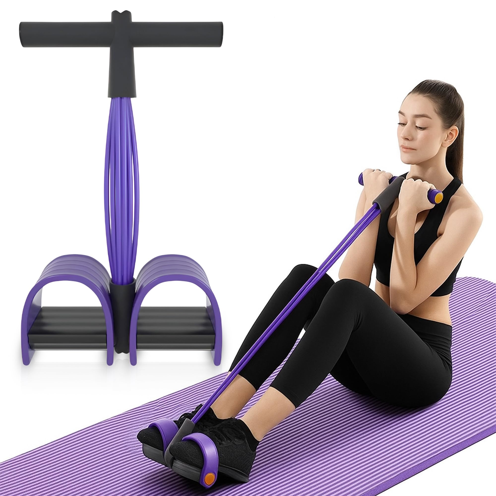 Abdominal Trainer, Sit-Up Training Equipment, Bodybuilding Expander, Full Body Trainer for Home, 6 Tubes, Elastic Pull Rope, Multifunctional Leg Exerciser for Fitness, Weight Loss, Training, Yoga