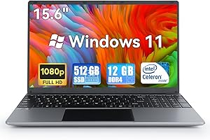 URAO 15.6'' Laptop 12GB DDR4 512GB SSD, Windows 11 Quad-Core Intel Celeron N5095 Processors, 1080P IPS FHD Display Laptop Computer,Numeric Keypad USB 3.0, Bluetooth 4.2, 2.4/5G WiFi