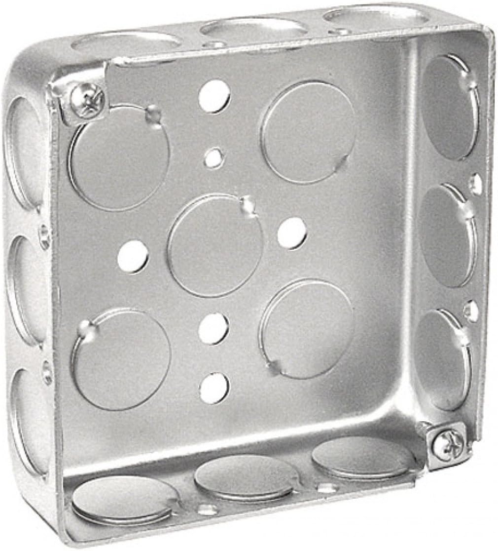 5 Pcs 4 Square Extra Shallow Junction Box 1 1 4 In Deep 12 1 2 In Side Knockouts 0 0625 Galvanized Steel For Lighting Fixtures Switches Receptacles Or Outlet Devices Amazon Com